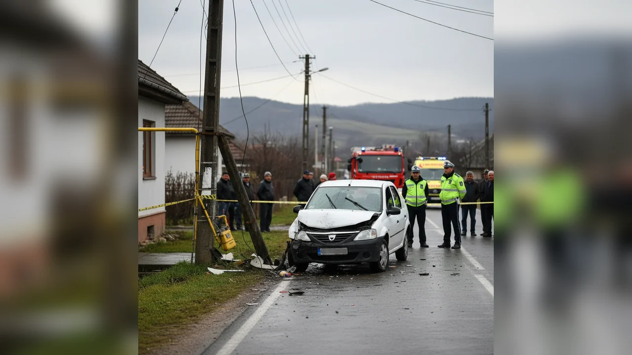 Accident în Neamț: Mașină distruge stâlp de electricitate și contor