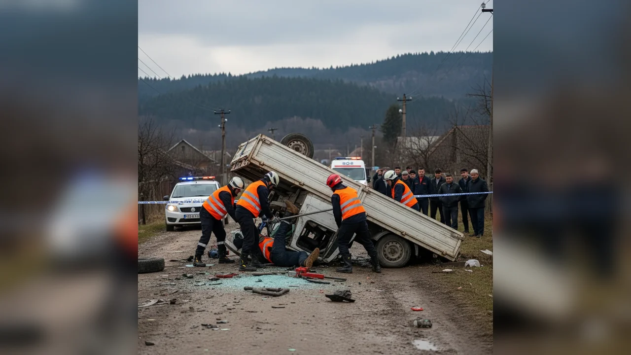 Accident mortal în Neamț - bărbat a fost prins sub autoutilitară