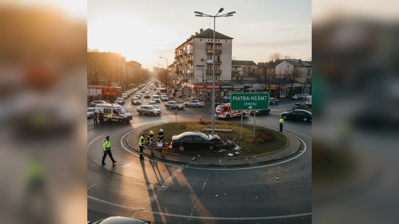 Accident rutier cu o victimă într-un sens giratoriu din Piatra-Neamț