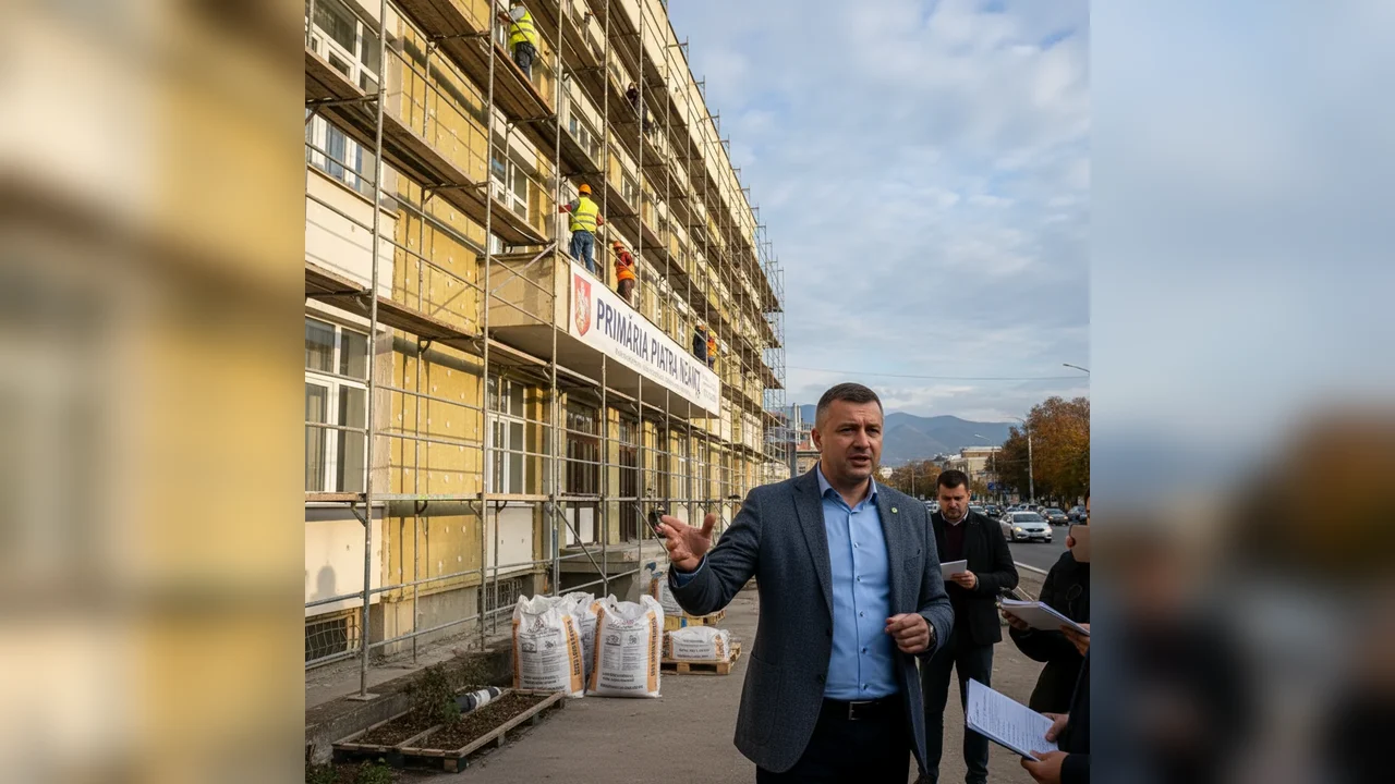 Adrian Niță prezintă stadiul actual al lucrărilor de reabilitare termică la Primăria Piatra Neamț