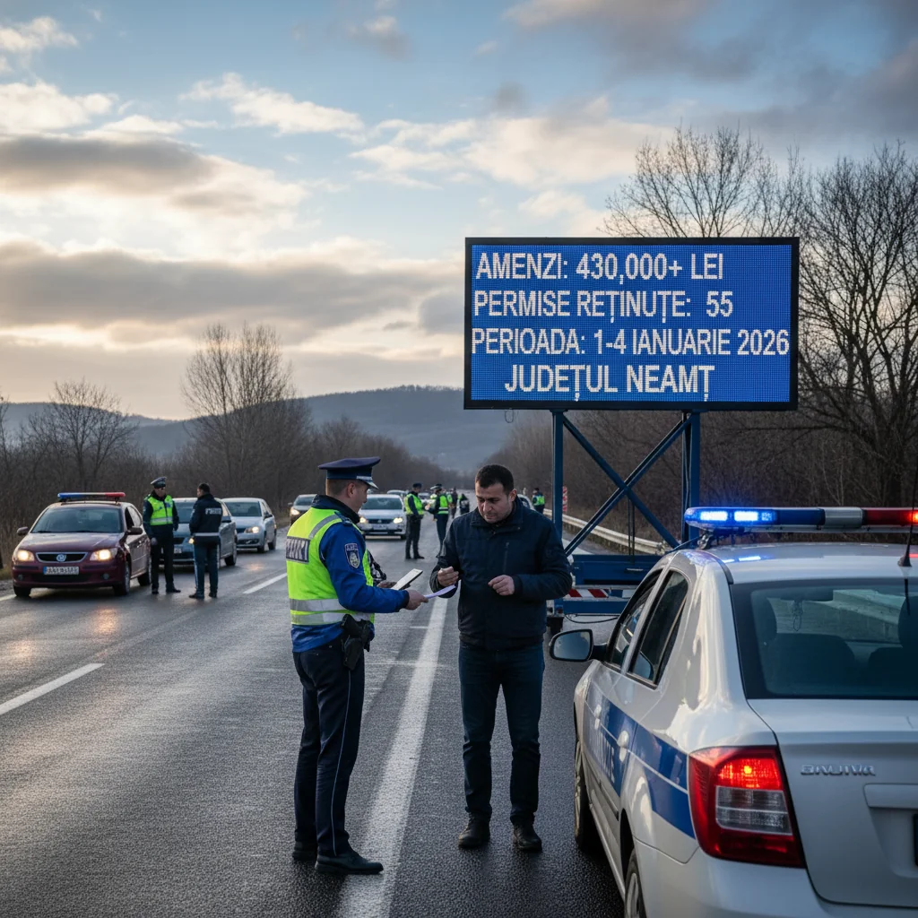 Amenzi de peste 430.000 de lei în primele zile din 2026: bilanț rutier și de ordine publică în Piatra Neamț și județul Neamț