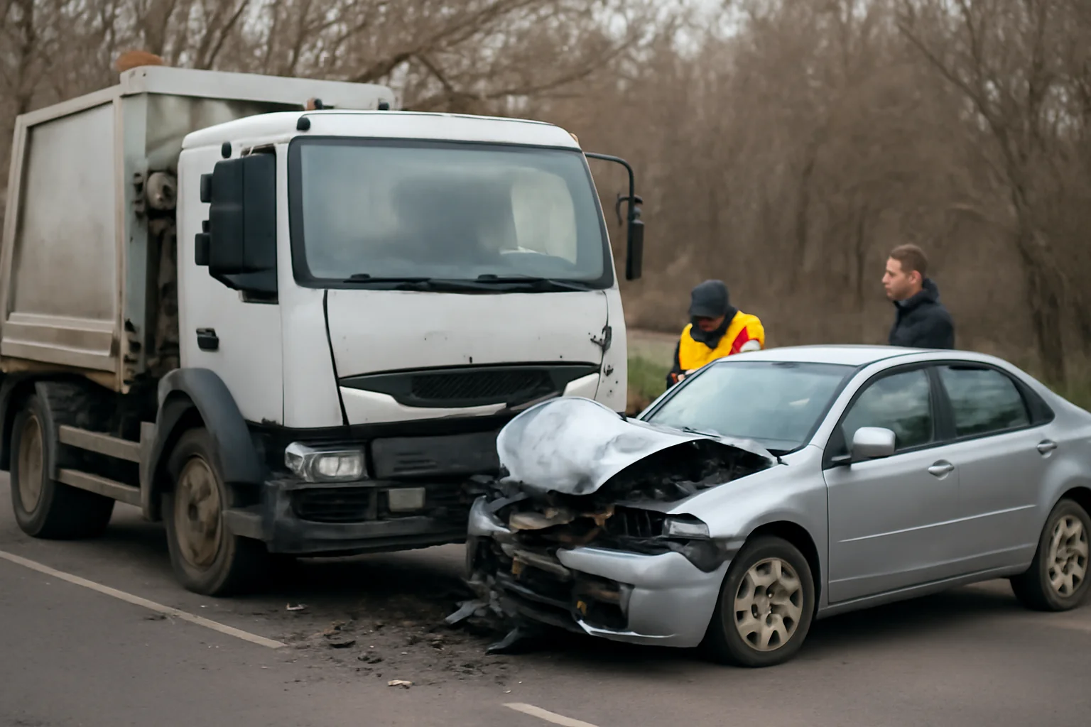 Coliziune rutieră în județul Neamț între un autoturism și un camion de salubrizare (FOTO)