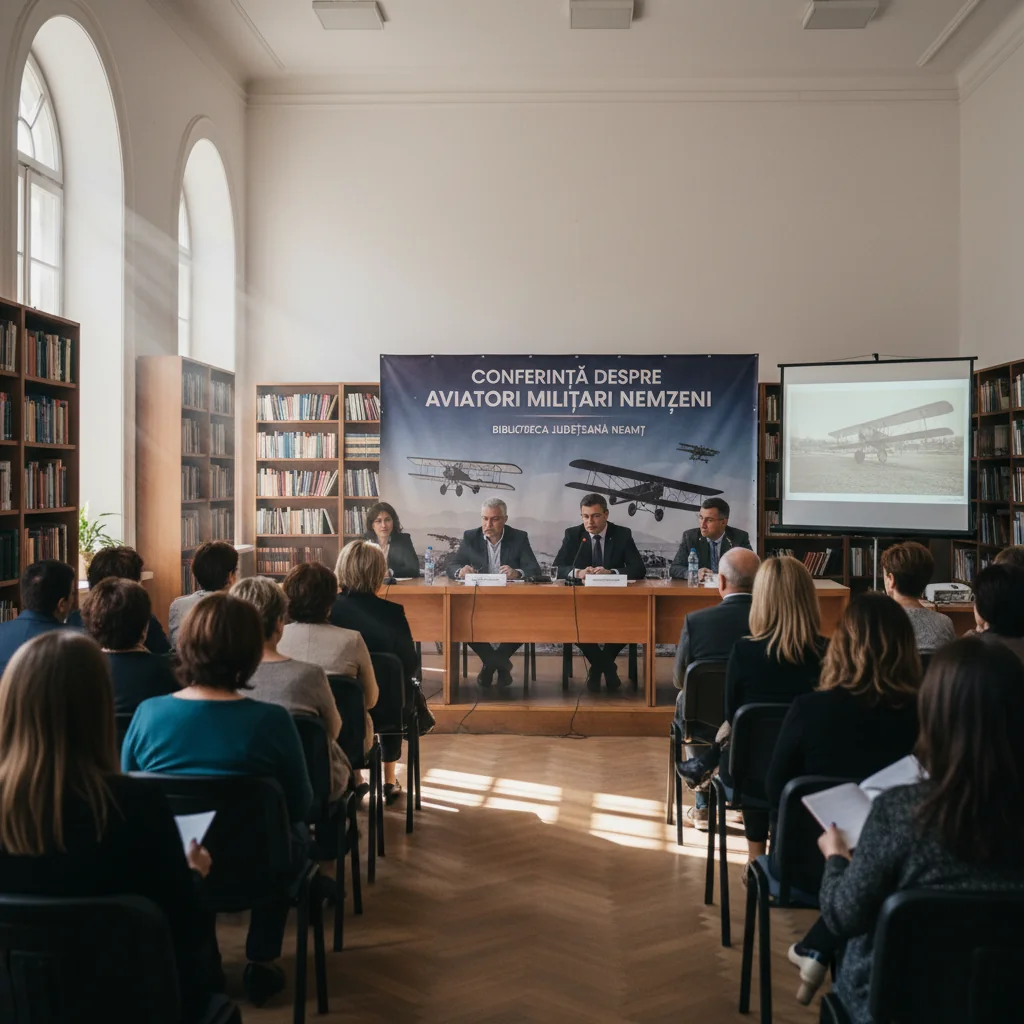 Conferință la Piatra Neamț despre aviatorii militari nemțeni de elită, la Biblioteca Județeană