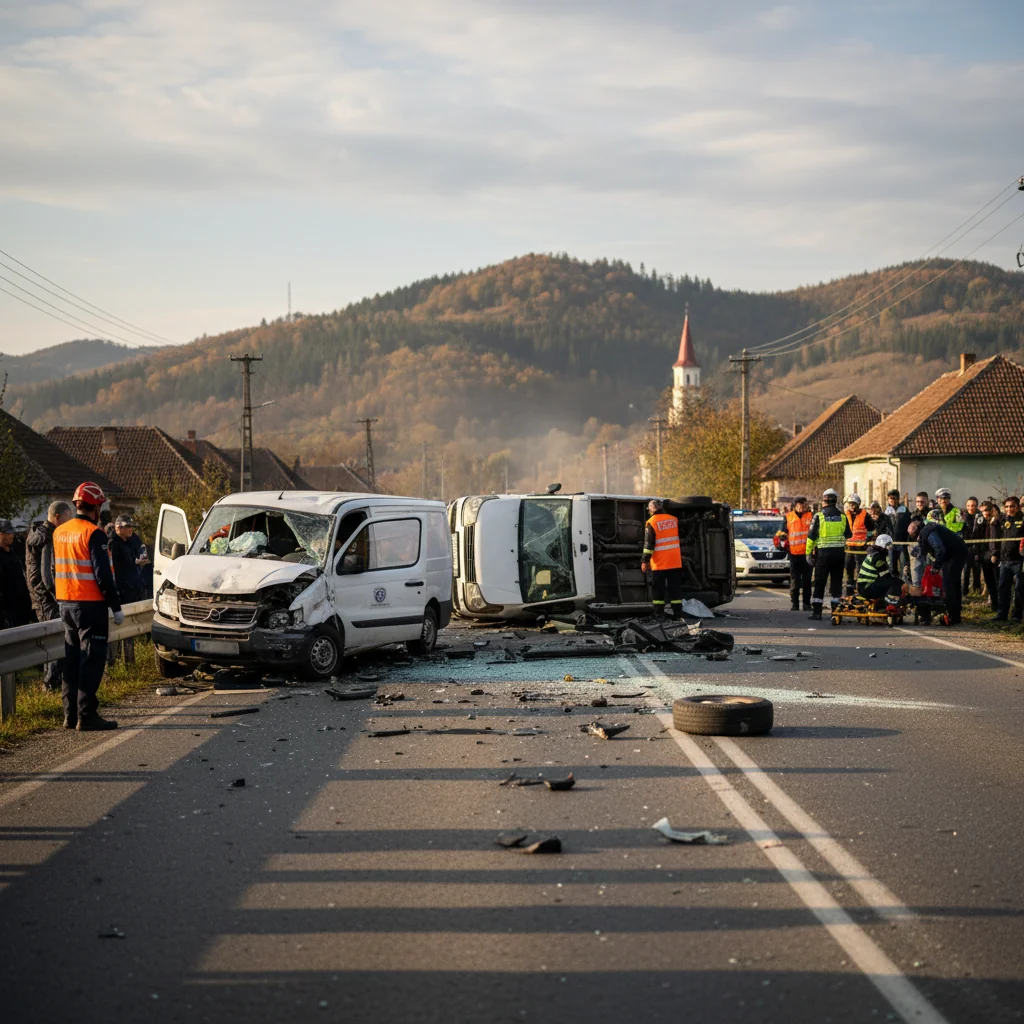 Două autoutilitare s-au ciocnit pe un drum din județul Neamț – imagini de la locul accidentului