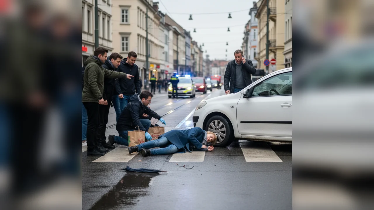 Femeie accidentată pe trecerea de pietoni în timp ce traversa strada