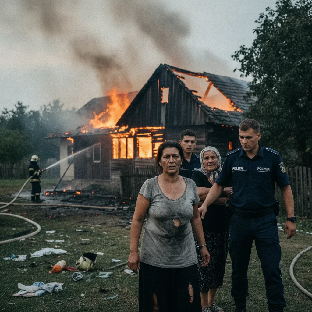 Femeie de 31 de ani, reținută după ce și-ar fi amenințat mama și i-ar fi incendiat anexele din Oșlobeni