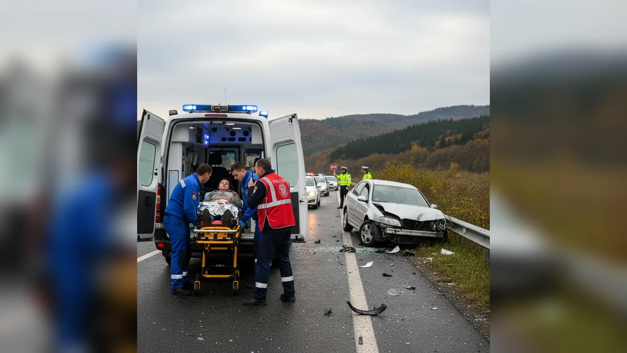 Femeie transportată de urgență la spital