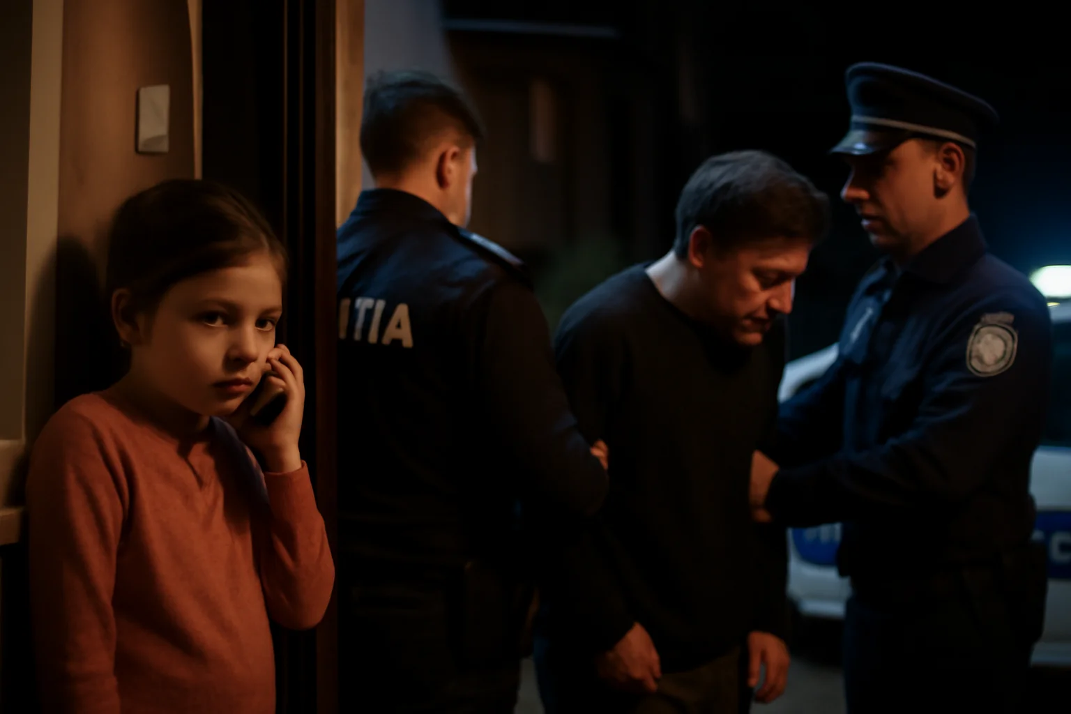 Fetiță sună la 112 în miezul nopții, tatăl reținut de Poliție