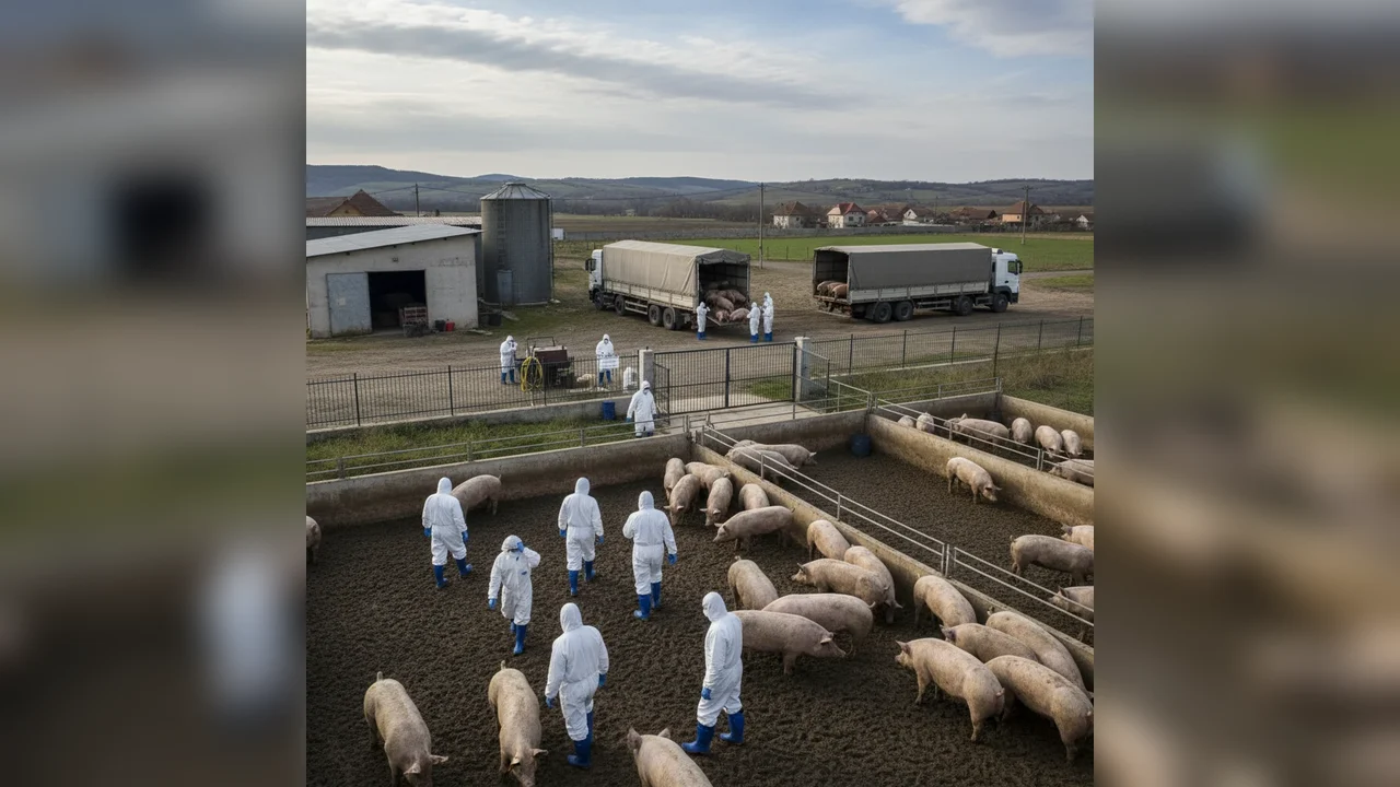 Focar de pestă porcină africană confirmat lângă Piatra Neamț, la o fermă cu peste 8.500 de porci