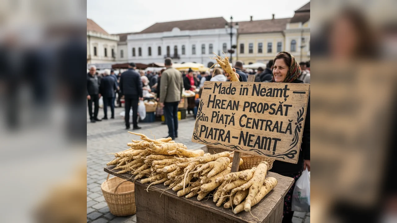 Hrean proaspăt din Piața Centrală Piatra-Neamț – Produs autentic Made in Neamț