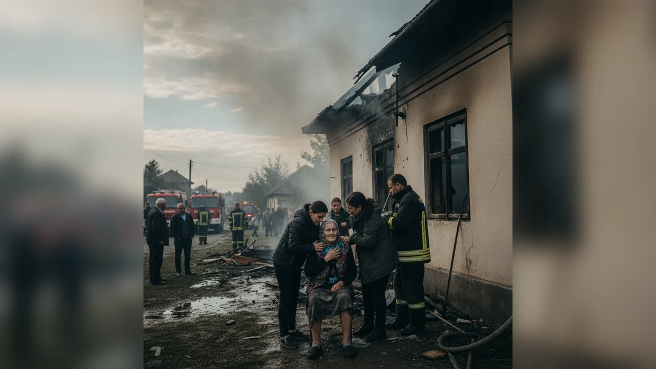 Incendiu în Borca: O femeie a primit îngrijiri medicale