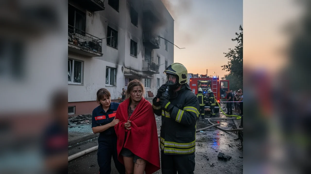 Incendiu în Piatra Neamț: o femeie transportată la spital