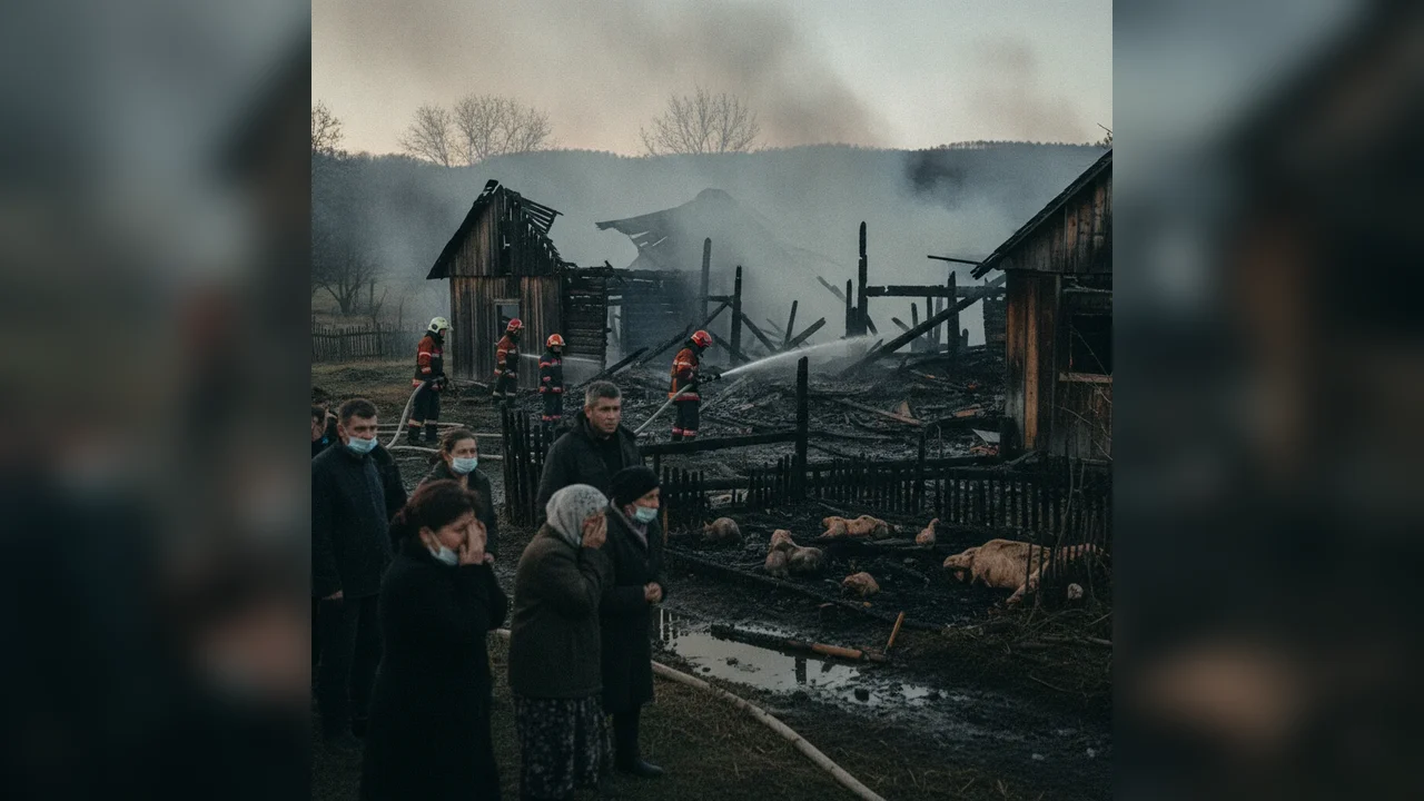 Incendiu în Urecheni: Anexe distruse, animale pierdute
