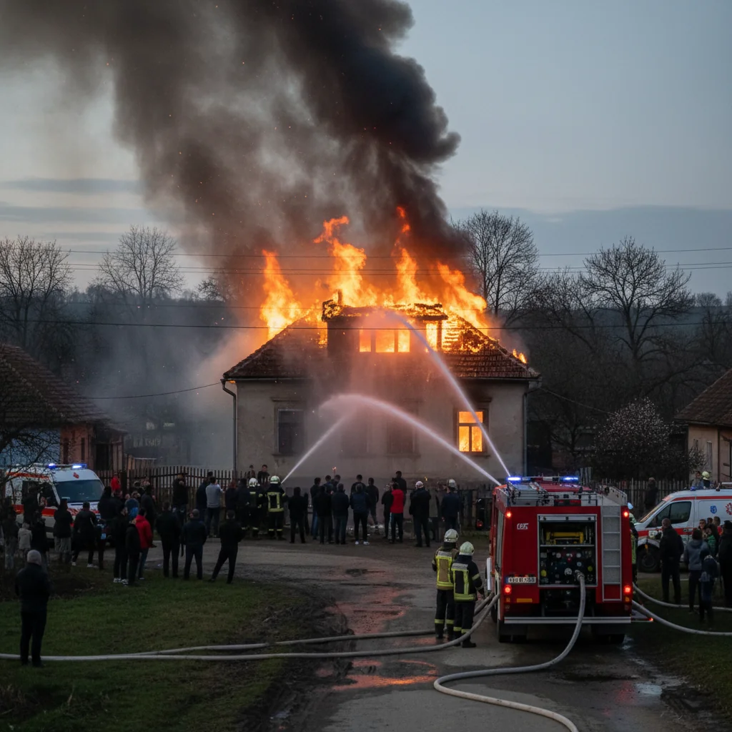 Incendiu la acoperișul unei case din comuna Negrești, intervenție de noapte coordonată de ISU la Piatra Neamț