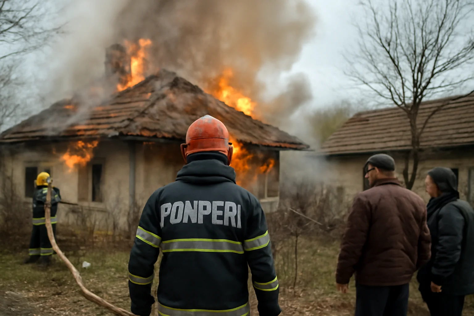 Incendiu la acoperișul unei case din Girov, anunțat de pompieri din Piatra Neamț
