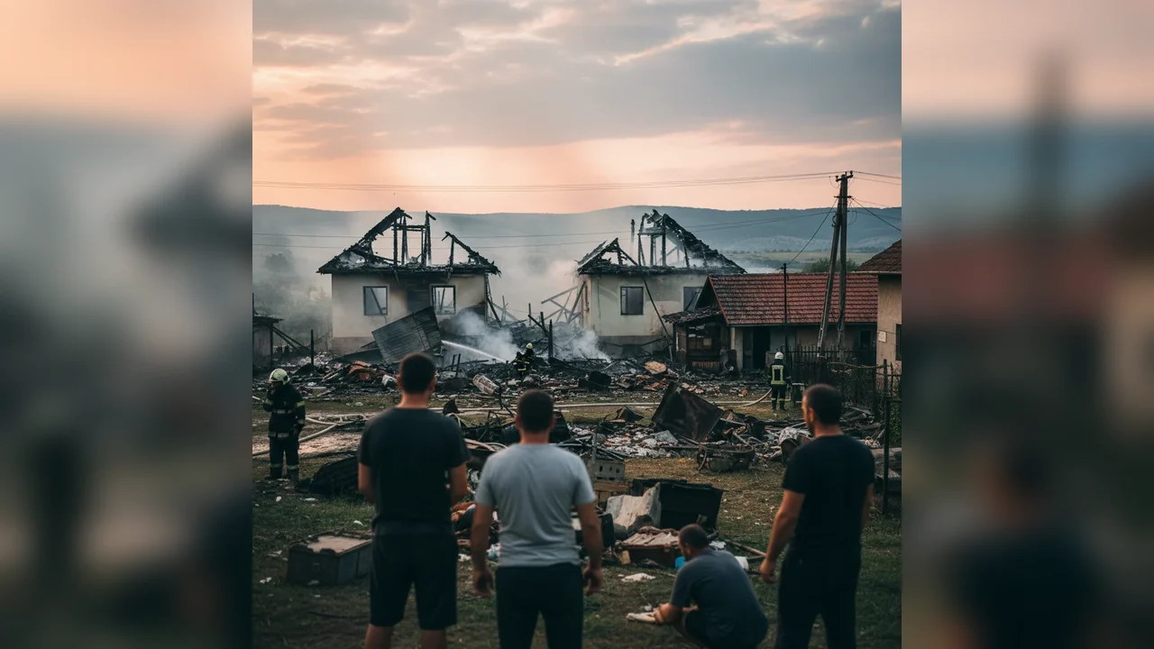 Incendiu major în Dobreni: Două case și anexe distruse