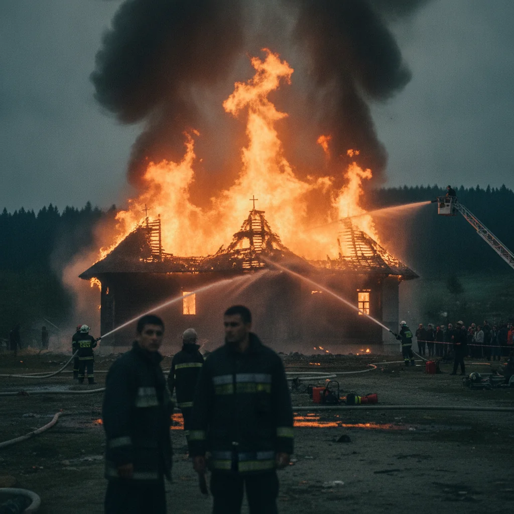Incendiu puternic la Mănăstirea Bisericani: patru construcții au ars pe 1.000 de metri pătrați
