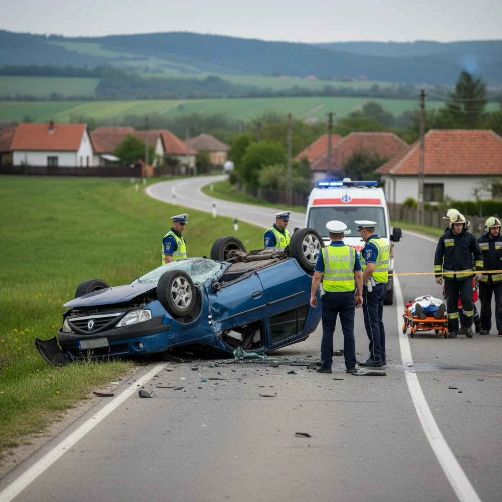 Intervenție de urgență la un accident rutier în comuna Gherăești, anunțată de ISU Neamț