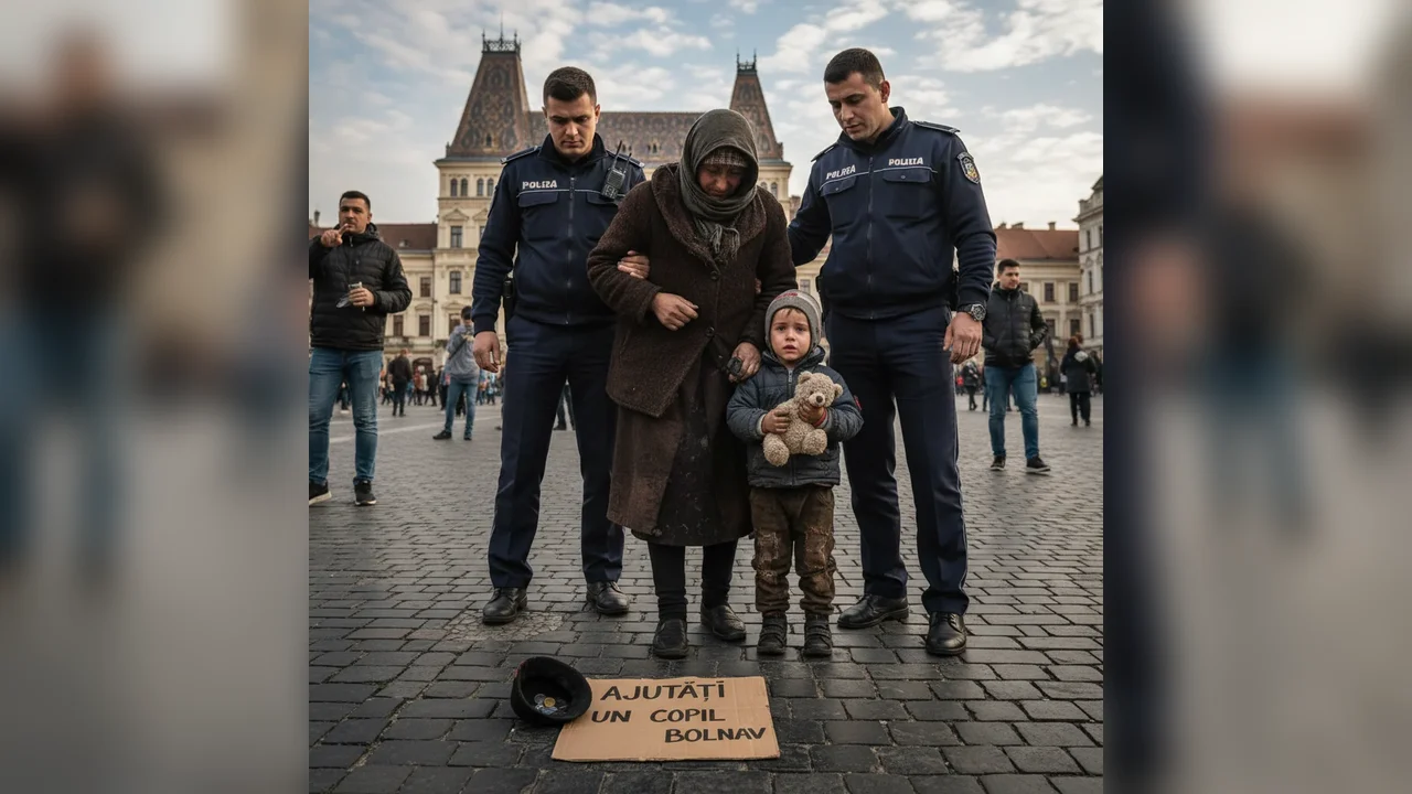 Mama prinsă la cerșit, folosindu-și copilul de 5 ani pentru a stârni milă în oraș