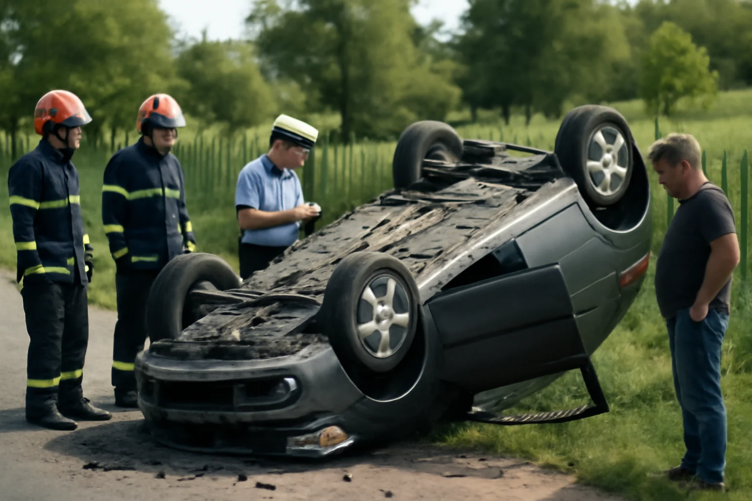 mașină răsturnată pe cupolă – imagini de la fața locului (FOTO)
