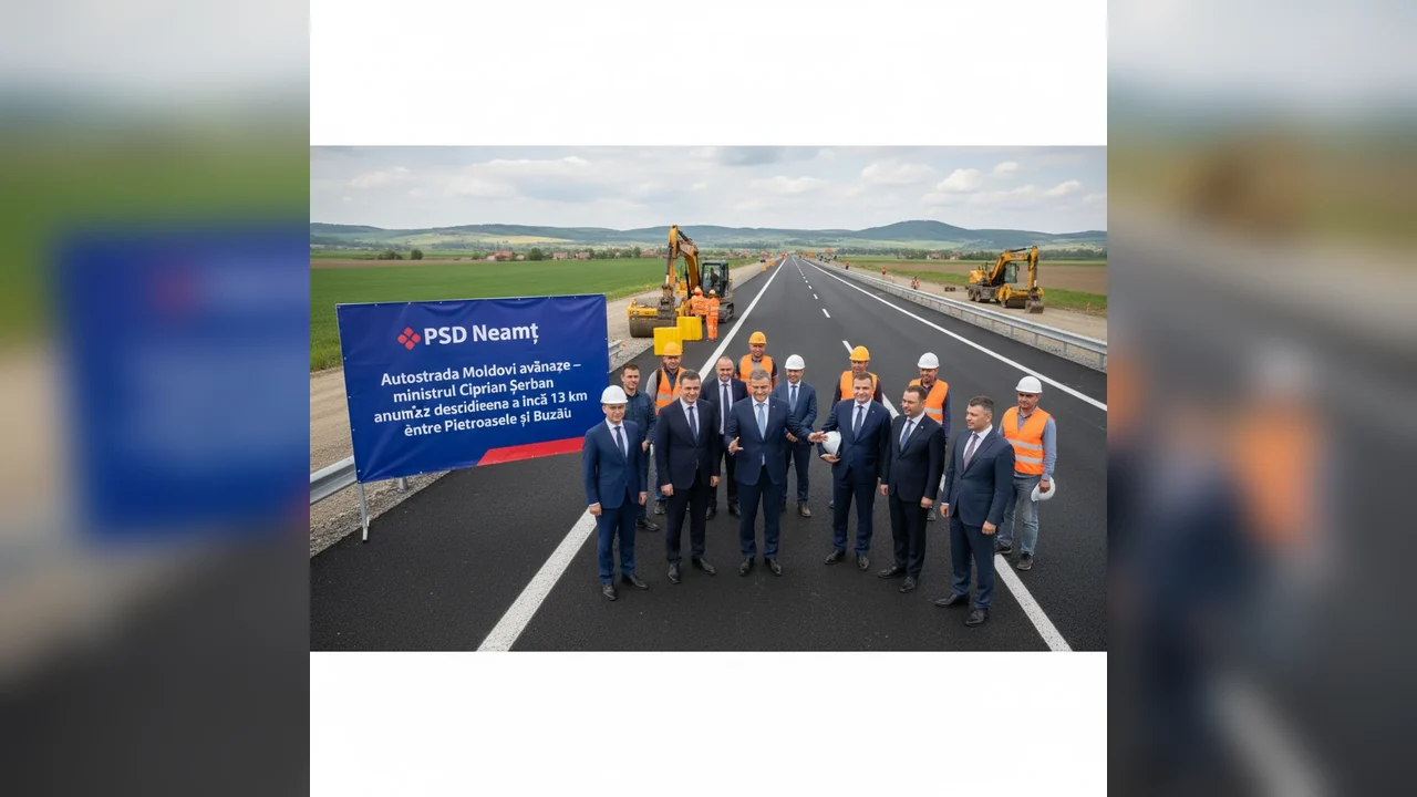 Ministrul Ciprian Șerban anunță deschiderea a încă 13 km din Autostrada Moldovei, între Pietroasele și Buzău