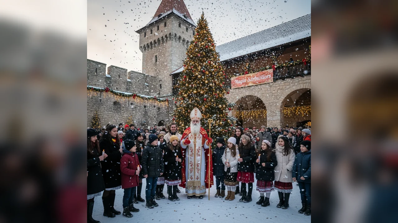 Moș Nicolae a sosit la Curtea Domnească din Piatra-Neamț, dând startul sărbătorilor de iarnă