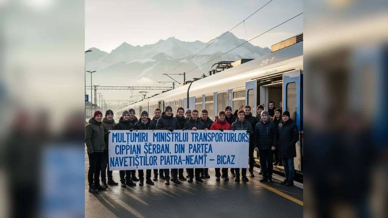 Navetiștii de pe ruta Piatra-Neamț – Bicaz îl felicită pe ministrul Transporturilor, Ciprian Șerban