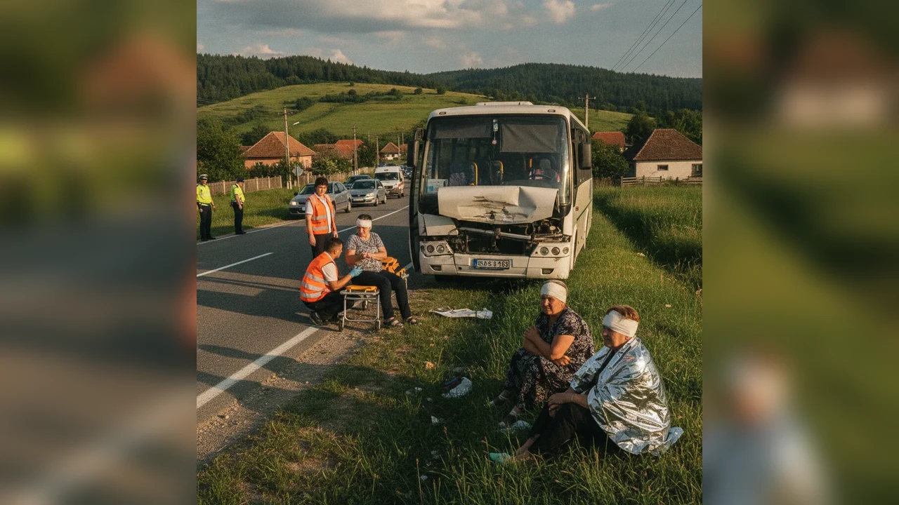 Patru femei rănite după frânare bruscă microbuz în Roman