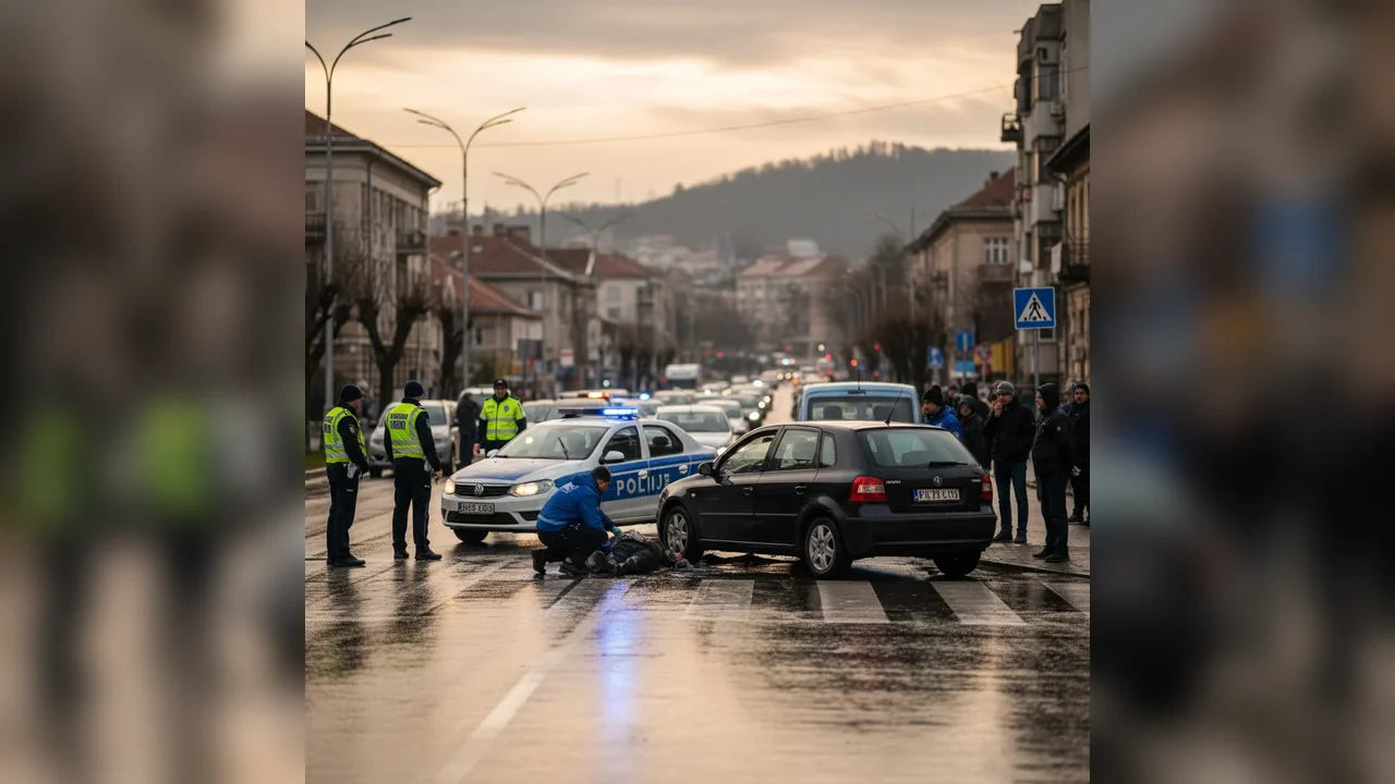 Persoană lovită pe trecerea de pietoni, victimă transportată la spital