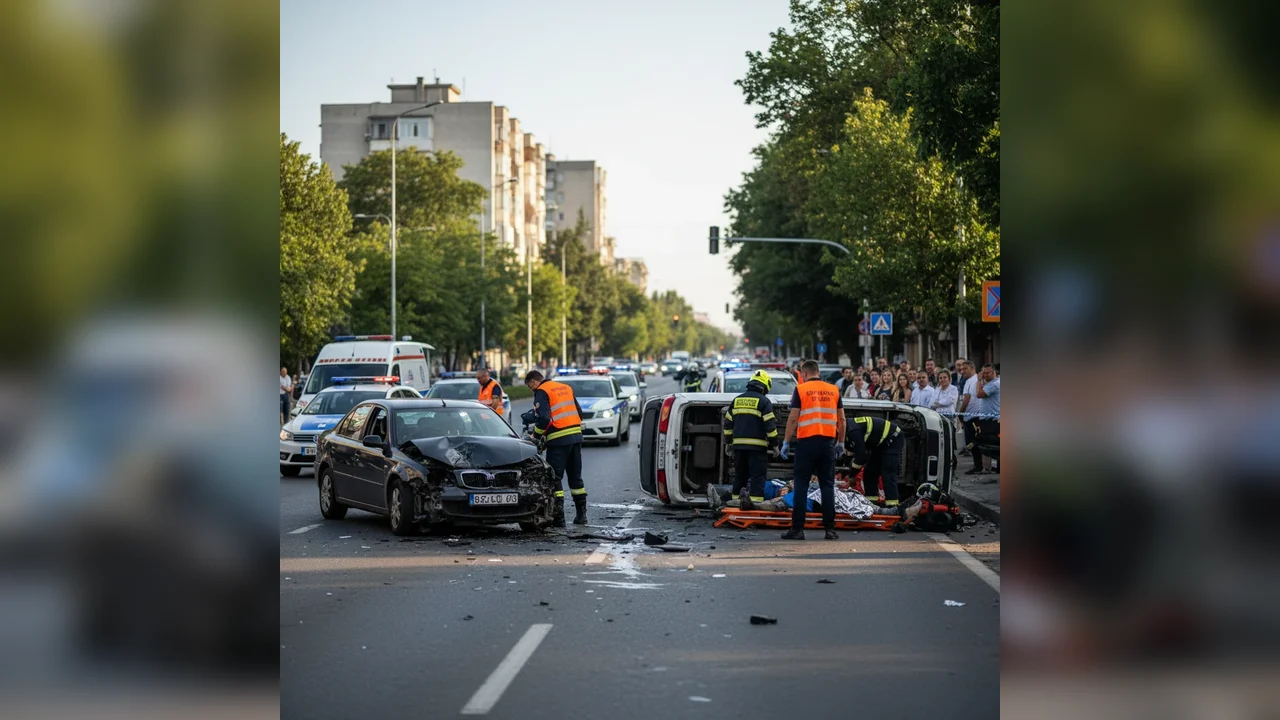 Piatra-Neamț, bd. Decebal: coliziune după ce o șoferiță ar fi trecut pe roșu