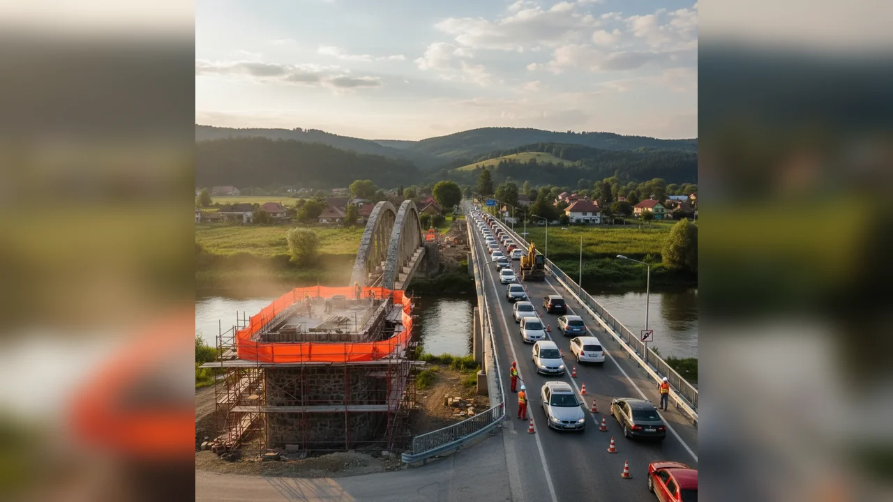 Reparații la poduri în Neamț, trafic pe un singur sens
