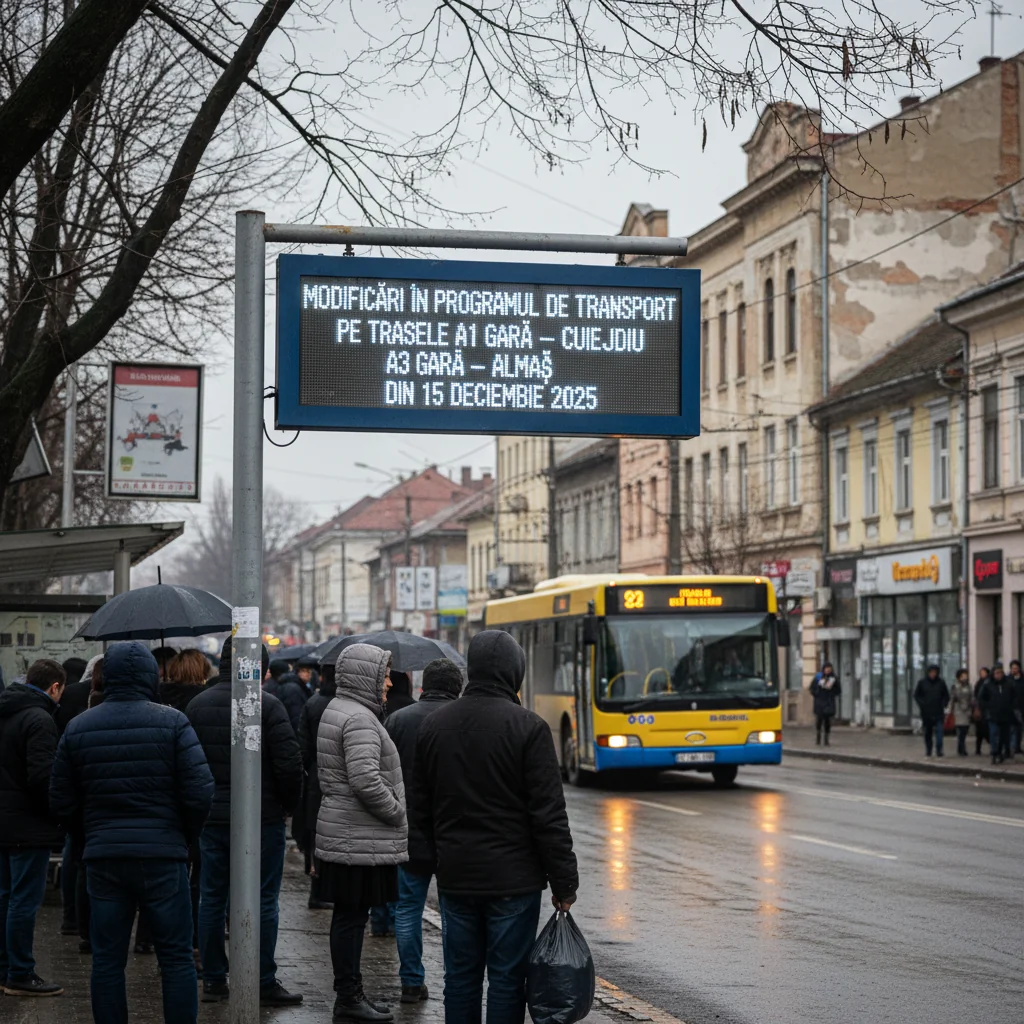 Schimbări în orarul autobuzelor pe rutele A1 Gară – Cuiejdiu și A3 Gară – Almaș începând cu 15 decembrie 2025