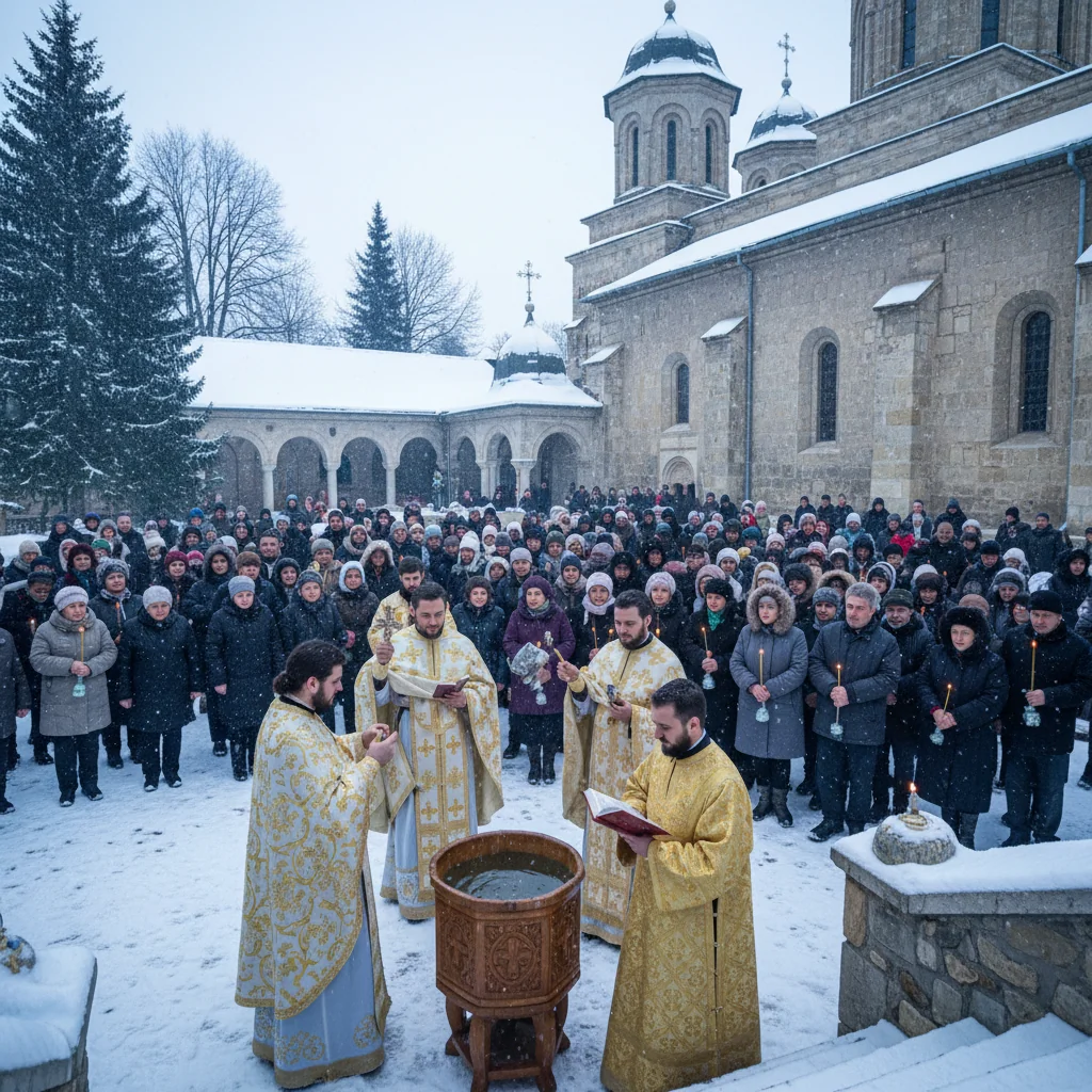 Slujba de Bobotează de la Biserica Sfântul Ioan Domnesc, moment central al începutului de an la Piatra‑Neamț