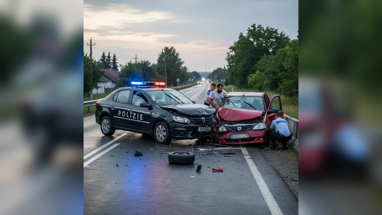 Șofer beat a lovit o mașină de poliție într-un accident în oraș