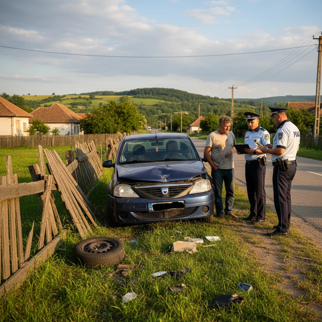 Șofer depistat băut după un accident cu mașina într-un gard, lângă Piatra Neamț