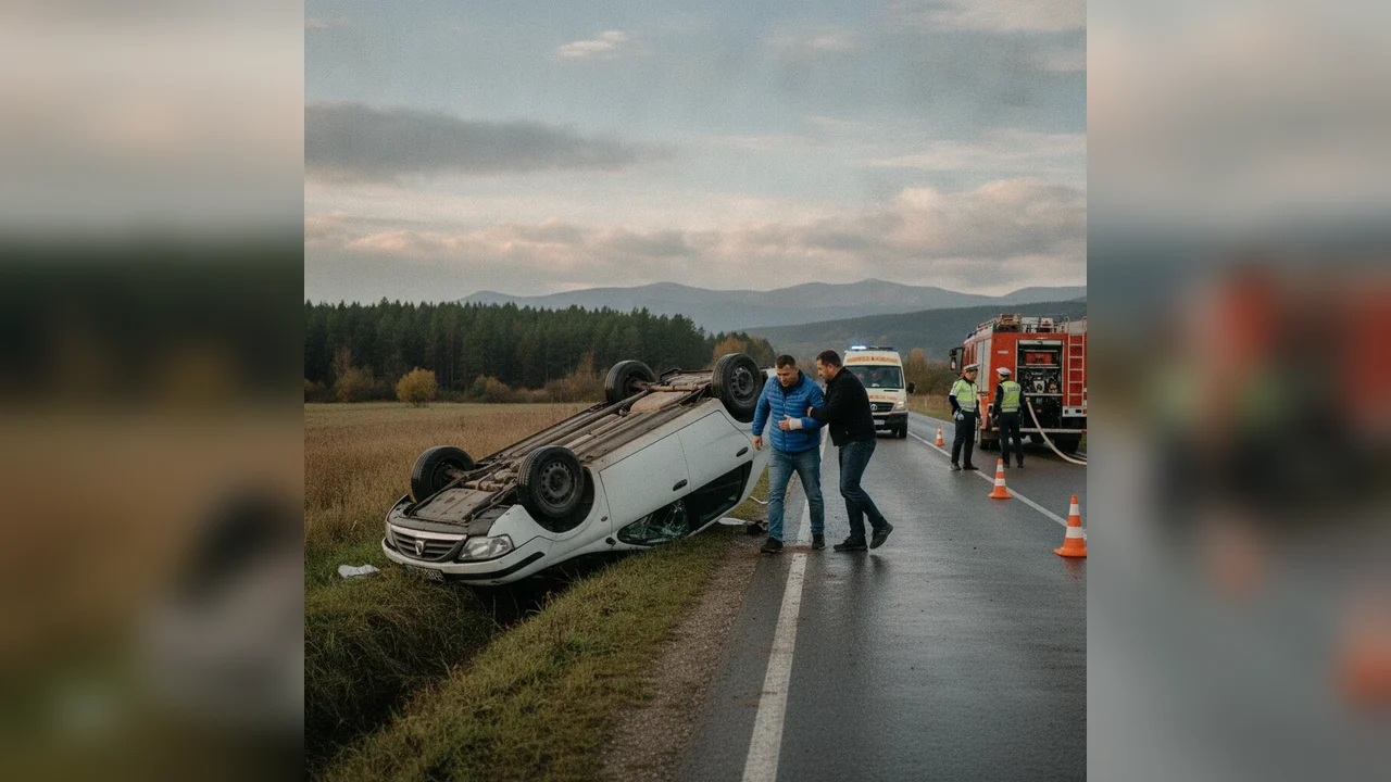 Șofer rănit după ce s-a răsturnat în Crăcăoani, Neamț