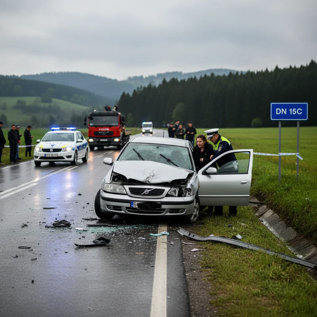 Șoferiță din Piatra-Neamț implicată într-un accident pe DN 15C, în județul Suceava