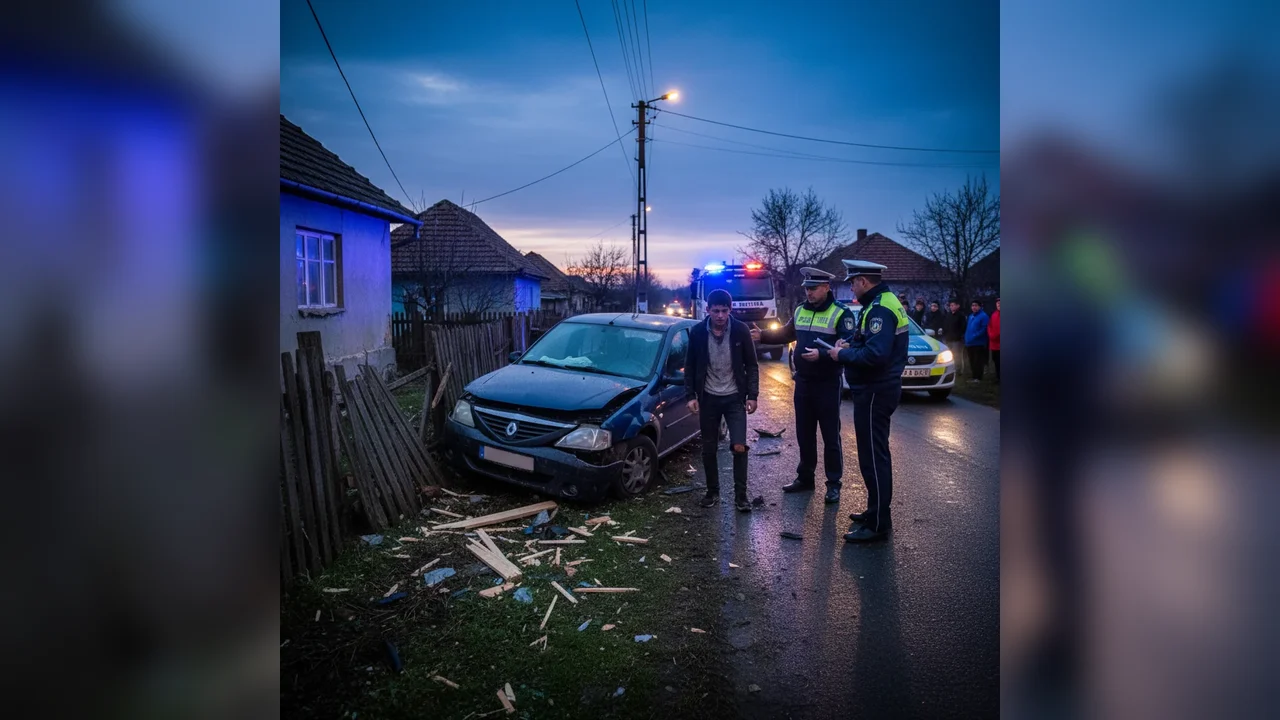 Tânăr de 19 ani urmărit de poliție a distrus mașina și gardul, punând în pericol viitorul său