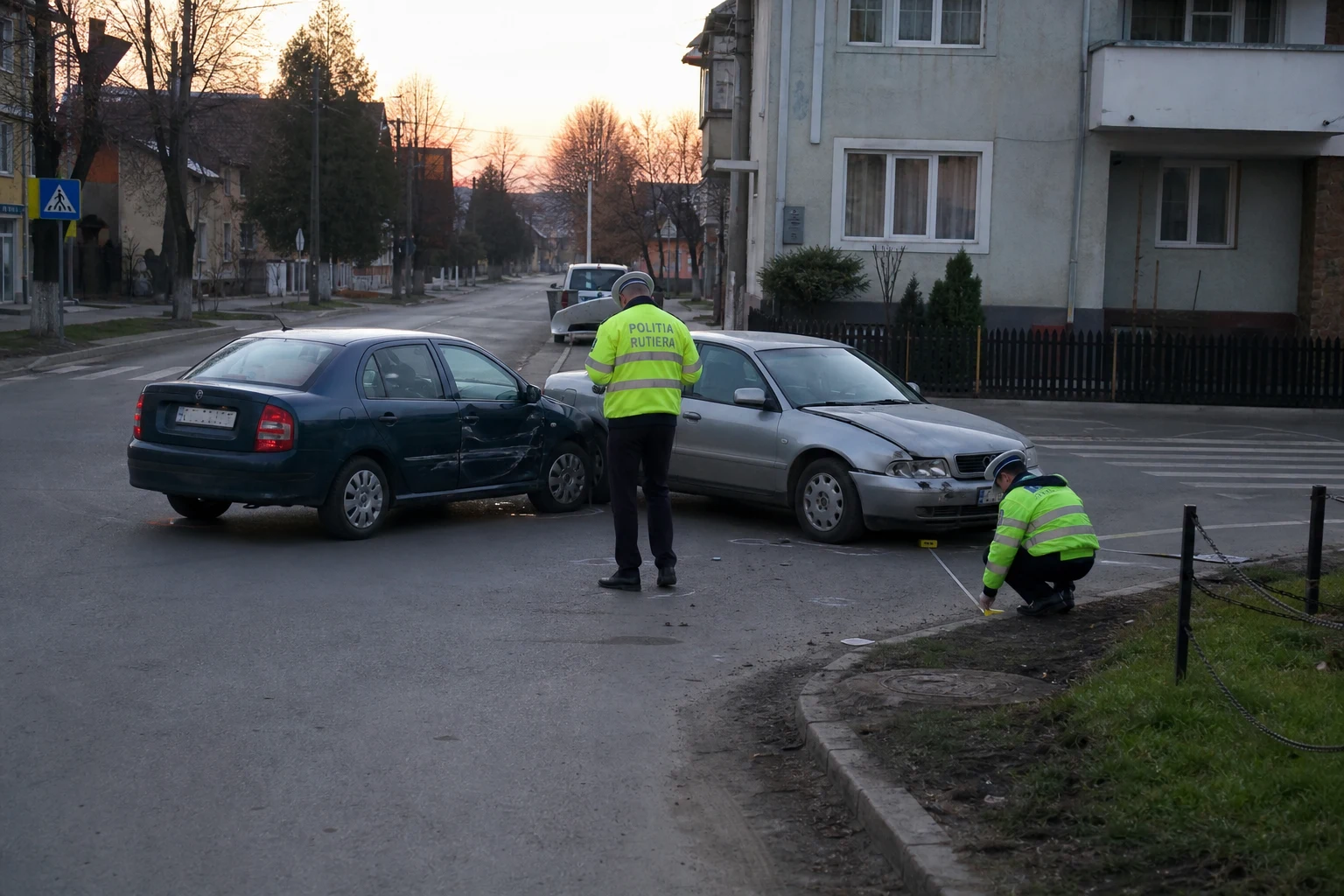 Târgu-Neamț, strada Obor: șoferiță rănită într-o coliziune între două mașini