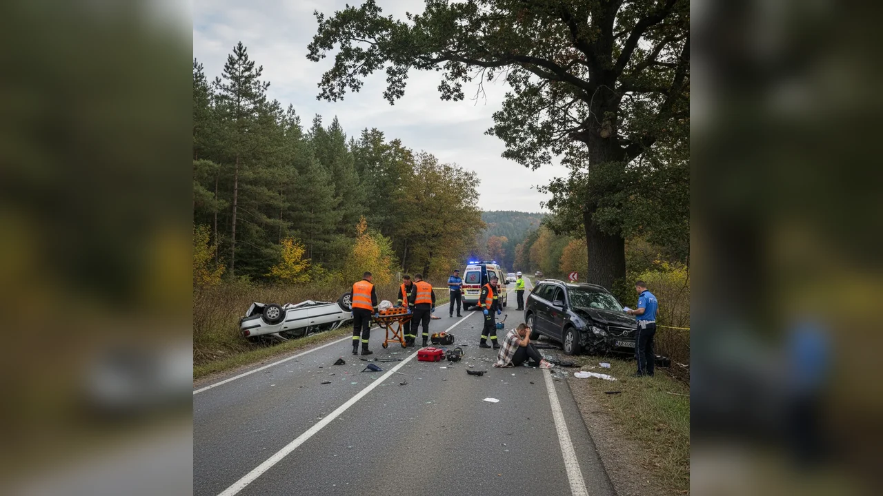 Tașca, DN 12C: tânăr de 19 ani ar fi depășit pe linie continuă și a lovit o femeie