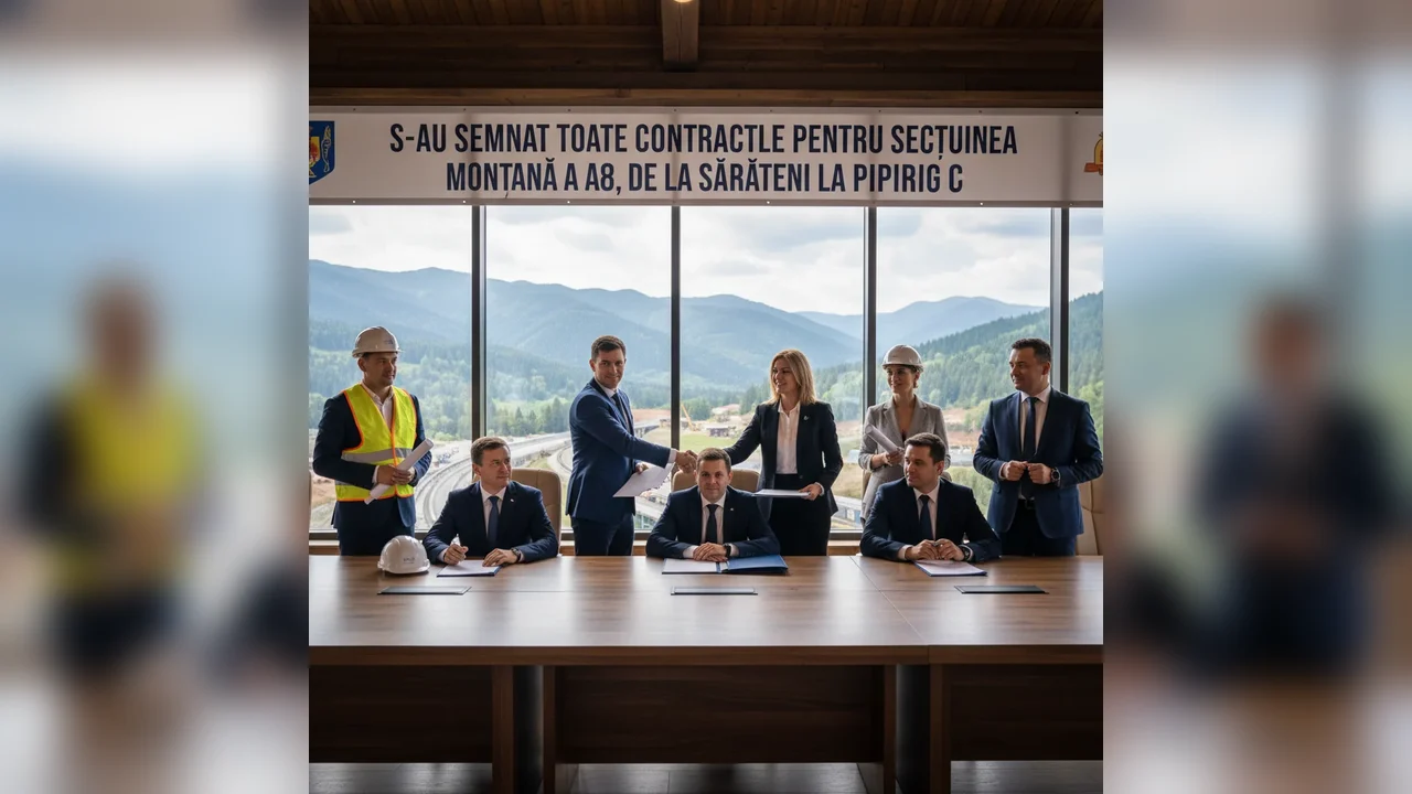 Toate contractele pentru secțiunea montană a Autostrăzii A8, de la Sărățeni la Pipirig, au fost semnate