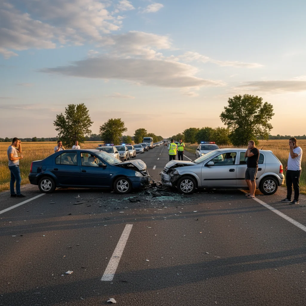 Trafic blocat pe DN2, lângă Piatra Neamț, după un accident între două autoturisme